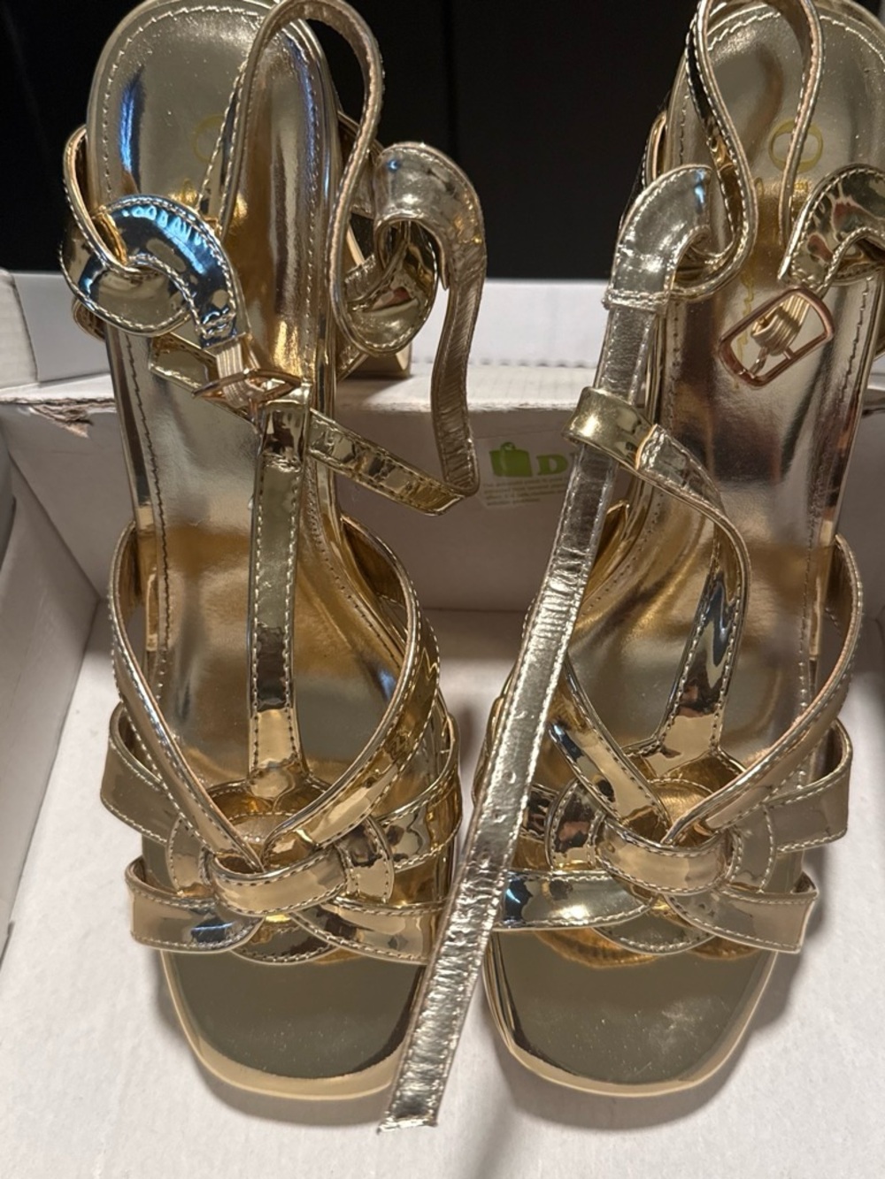 Metallic Gold Strappy High Heels for Women - Elegant Evening Sandals